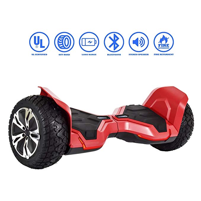 NHT Hoverboard - All Terrain Rugged 8.5 Inch Wheels Off-Road Electric Smart Self Balancing Scooter with Built-in Bluetooth Speaker LED Lights - UL2272 Certified