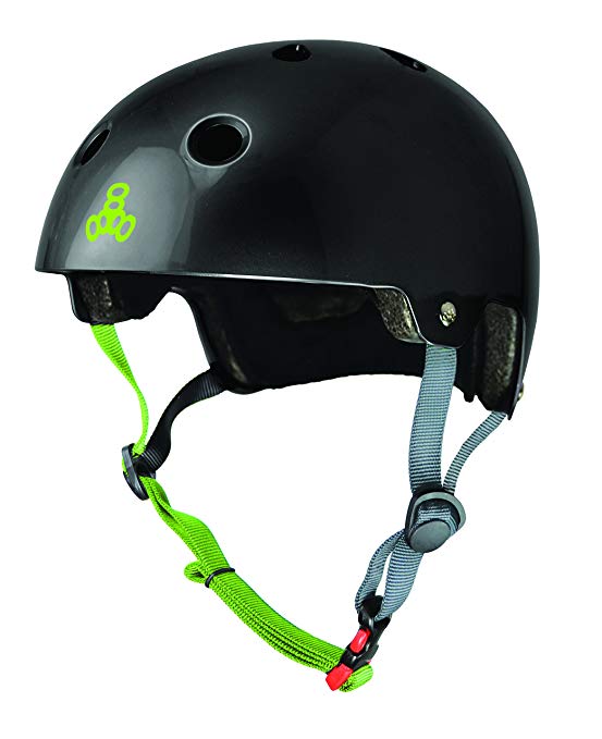 Triple Eight 3048 Dual Certified Helmet, Large/X-Large, Black Gloss w/ Zest