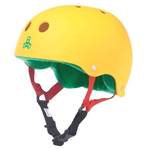 Triple 8 Rubber Helmet with Sweatsaver Liner (Rasta Yellow Rubber, Small)