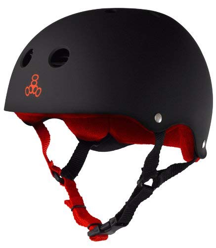 Triple Eight Helmet with Sweatsaver Liner, Black Rubber/Red, Large