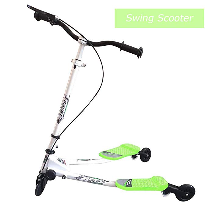 Cosway Swing Scooter Kids, 3 Wheels Foldable Tri Slider Motion Winged Drifter Push Y Wiggle Scooter Age 3+