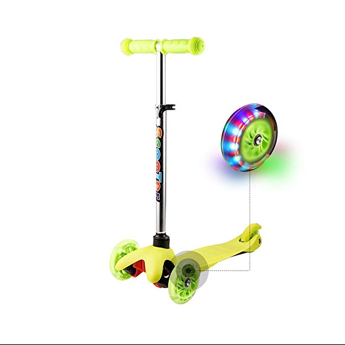 ANCHEER Kids Toddler Scooter | Mini 3 Wheel Adjustable Kick Scooter with LED Light Up Wheels, Birthday Gifts for Children Boys Girls Age 1 to 6 Years Old