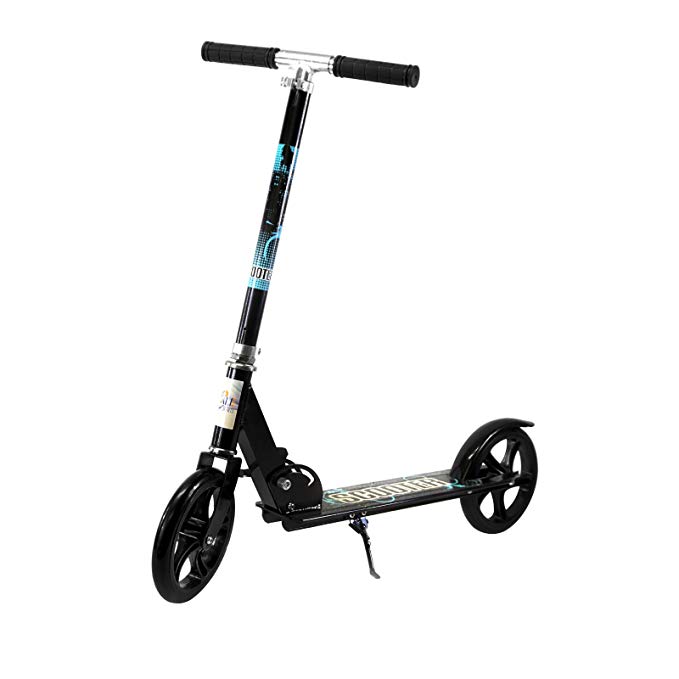 Kids 2 Wheels Scooter Adjustable Steer Folding Metal Push Kick Ride On Age 7+