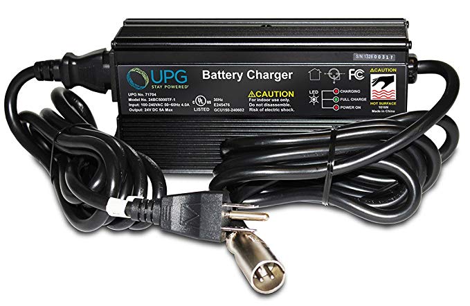 24V 5Amp XLR 3 Stage Scooter Charger for ActiveCare Catalina, Intrepid, P22