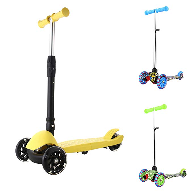 WeSkate Scooter Toddlers LED Wheels Lightweight- Mini Micro Scooters 3 Wheeler Adjustable Scooters Little Kids Age 3-6