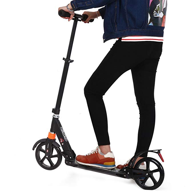 eshion Adult Kick Scooter for Teenagers with Rear Brake & Tail Light & Height Adjustable & 1 Seconds Folding & Lightweight & 220 lbs Weight Capacity (US Stock)