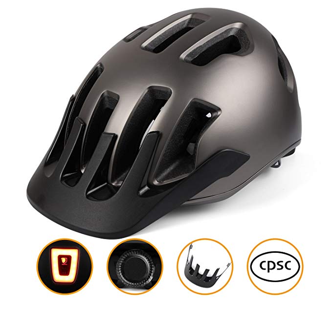 Basecamp NEO Mountain Bike Helmet, Bicycle Helmet-CPSC Safety Standard-with LED Safety Light/Detachable Upgraded Visor/Large Vents- for Adult Men&Women Youth Racing/Cycling/Mountain/Road