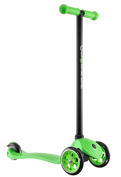 Globber 3 Wheel Kick Scooter with Patented Steering Lock and Optional LED Light Up Wheels (Green/Black)