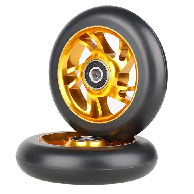 Kutrick 2pcs 100mm Complete Stunt Pro Scooter Wheels 100mm Replacement with ABEC-9 Bearing
