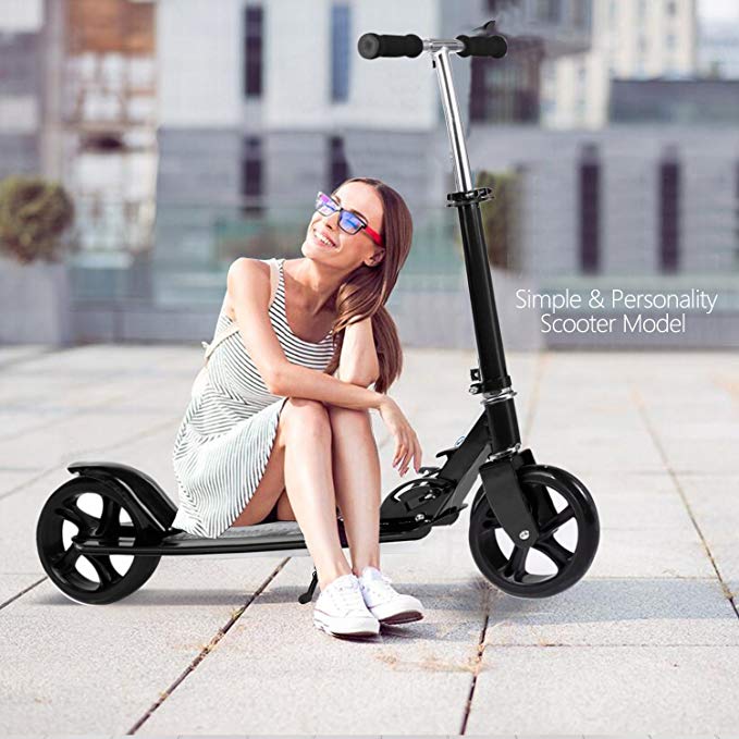 Kids/Adult Scooter with 3 Seconds Easy-Folding System, 220lb Folding Adjustable Scooter with Disc Brake and 200mm Large Wheels