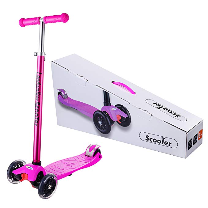 Landwalker Scooter with 3 LED Wheels for Children Boys and Girls (Bell as Free Gift)