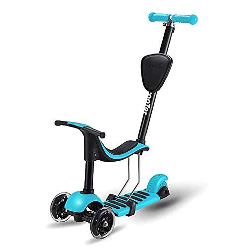 STOTOY SW118 5-in-1 Toddler Scooter Deluxe 3 Wheel Kick Scooter with Removable Seat, Adjustable Handlebar and LED Flashing Wheels for kids