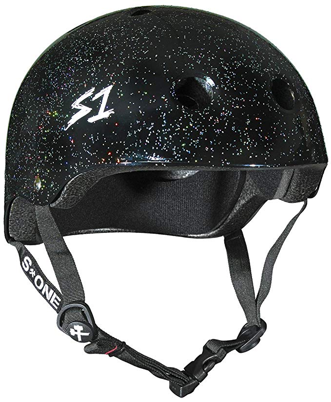 S1 Lifer Black Gloss Glitter Roller Derby BMX Longboard Skateboard Helmet Size Large