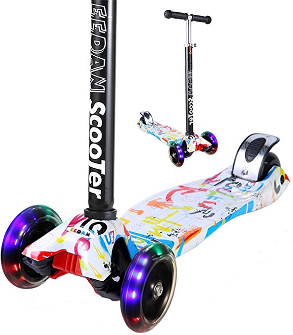 EEDAN Scooter for Kids 3 Wheel T-bar Adjustable Height Handle Kick Scooters with Max Glider Deluxe PU Flashing Wheels Wide Deck for Children from 5 to 14 Year-Old