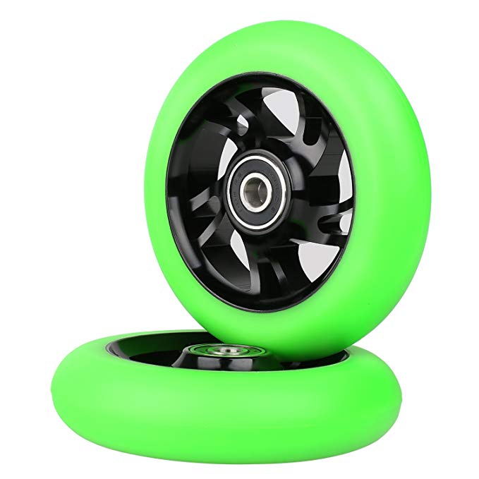 Kutrick 2pcs 100mm Complete Stunt Pro Scooter Wheels 100mm Replacement with ABEC-9 Bearing