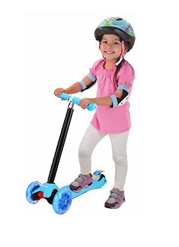 Jaykoo Kid Mini Scooter Kick Scooter 3 Light Wheels Award-winning Design Easy-to-steer Smooth Ride & High Quality Perfect for Kids Blue