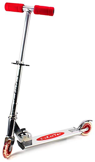 S-Skooter Children's Two Wheeled Metal Toy Kick Scooter w/ Adjustable Handlebar Height, Rear Fender Brake (Red)