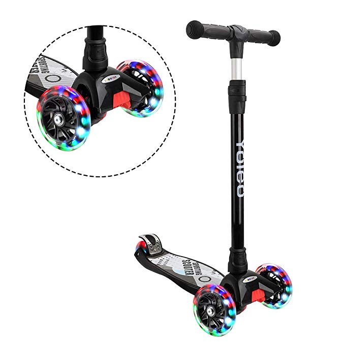 Yoleo Kick Scooter for Kids, Scooters 3 Wheel Glider T-Bar Adjustable Height with PU Flashing Wheels Wide Deck for Children Boys Girls from 2 to 12 Year-Old