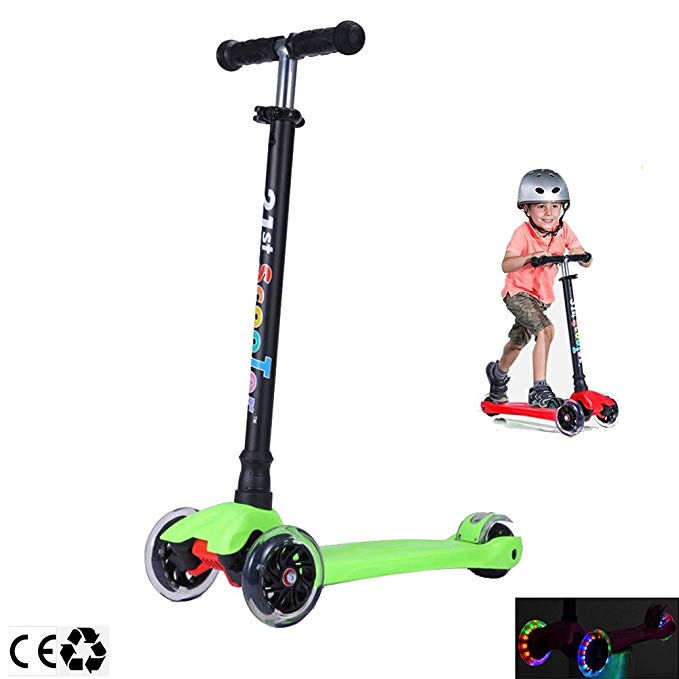 Micro 3 Wheel Scooter for Kids 4 Years Old and Up Scooters for Toddlers with Adjustable Height 180lb (Green)