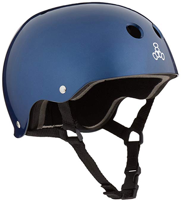 Triple 8 Brainsaver Glossy Helmet with Standard Liner (Blue Metallic, Medium)