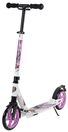 STAR-SCOOTER Original Premium Pro Sport Big Wheel Push Kick Scooter Foldable with Full Suspension System for Adults, Teens and Kids age 7 years | 205mm Full Suspension Edition | White & Lilac