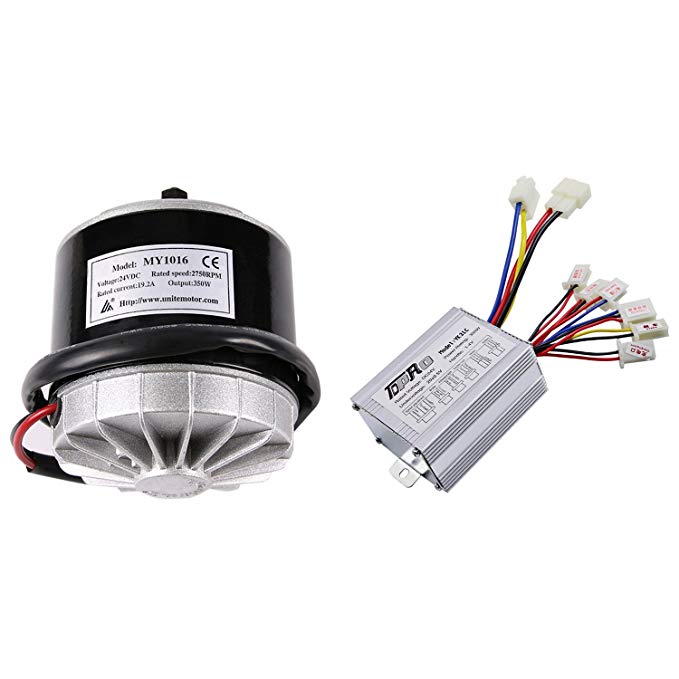 TDPRO JCMOTO 24v 350w Brushed Speed Motor and Controller Set for Electric Scooter Go Kart Bicycle e Bike Tricycle Moped