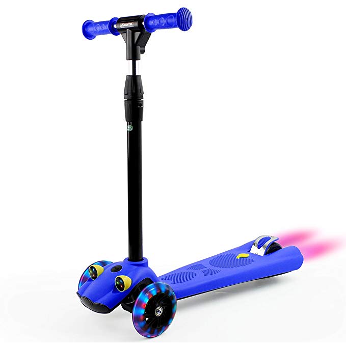 ALOUETTE 3 Wheels Kick Scooter for Kids, Kids Scooter with Adjustable Handle, LED Light-up Wheels, Sprayer for Boys&Girls