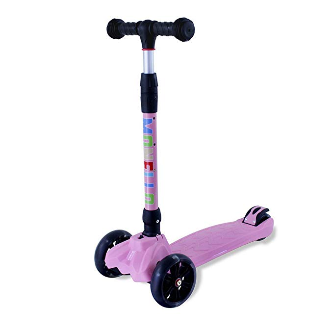 Monello Kick Scooters for Kids 3 Wheel Lean to Steer Adjustable Height PU ABEC-7 Flasing Wheels