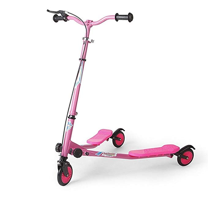 AODI 3 Wheel Scooter Foldable Kick Scooter Self Push Motion Speeder Outdoor Sports with Height Adjustable Handlebar Pink for Kids Over 5 Year Older- Multiple Colors