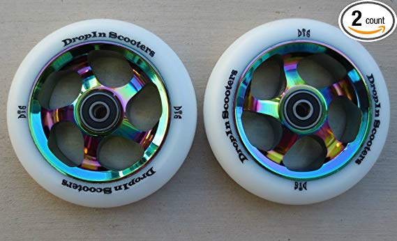 DIS 110mm Slicks Metal Core Scooter Wheels - 2 Wheels with ABEC-11 Bearings and spacers installed
