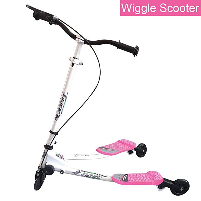 Y Flicker Scooter, Wiggle Scooter for Kids, 3 Wheels Push Swing Scooter Foldable Speeder Tri Slider Kickboard for Age 5+ (US STOCK)