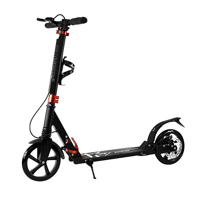 Scale Sports Adult Kick Scooter Portable Lightweight Adjustable Suspension Disc Hand Brake