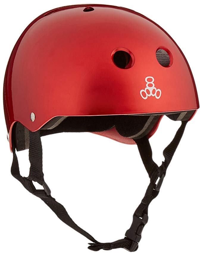 Triple 8 Brainsaver Glossy Helmet with Standard Liner (Red Metallic, Large)