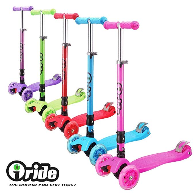iRIDE Kick Scooter for Kids 3 Wheel Scooter, Adjustable Height, Lean to Steer, LED Light Up Wheels for Children Boys Girls from 4 to 12 Years Old