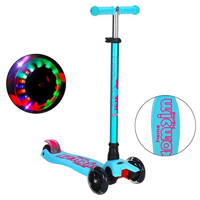 Bomessa Scooters for Kids Adjustable Height 3 Wheel Lean to Steer Scooter for Boys Girls with Luminous Wheels