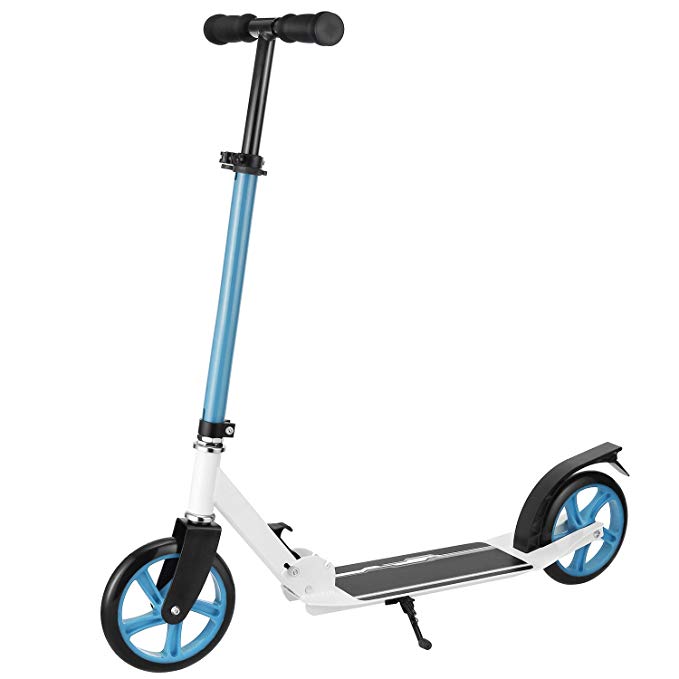 Yuebo A3 Adult Kick Scooter with Big wheels,Adjustable Height Handlebar,Lightweight Push Scooter with Aluminium T-tube Kickboard|220 lb Weight Capacity|Rear Fender Brake|Easy Fold and Carry