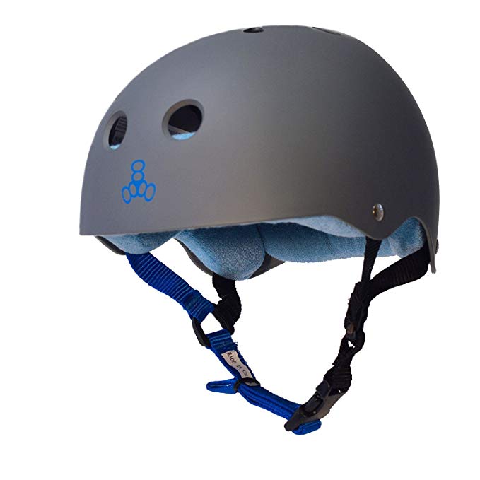 Triple 8 Sweatsaver Helmet-Carbon/Blue-Large