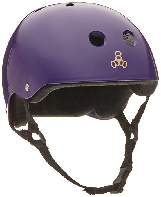 Triple 8 Glossy Helmet with Sweatsaver Liner (Purple Glossy, Large)