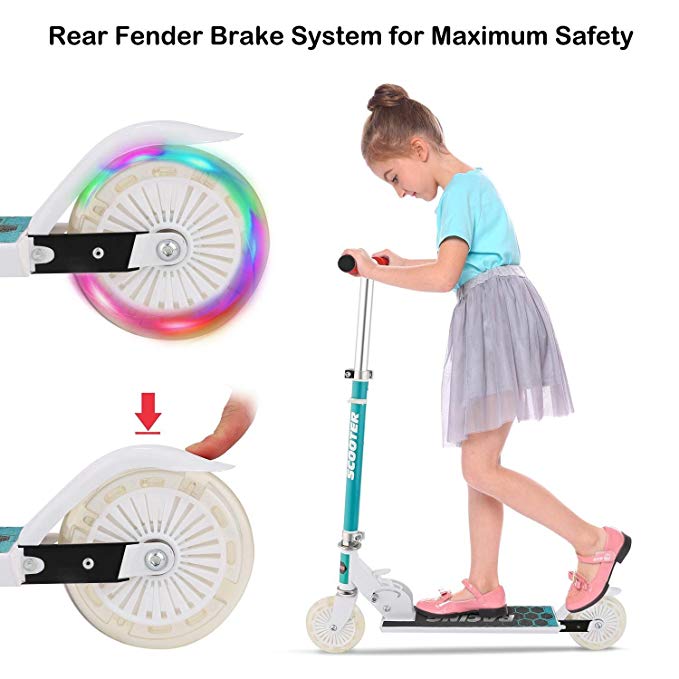 Utheing Mini Kick Scooter for Kids 2 Wheel Folding Scooter, Aluminum Alloy Kick Scooter Adjustable Height Smooth & Fast Ride