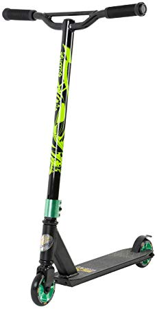 STAR-SCOOTER Original Pro Sport Complete Lightweight Stunt Scooter for Adults, Teenager and for Kids over 7 years | For Beginners & Intermediate Skill Riders with Alloy Wheels 100mm | Black & Green