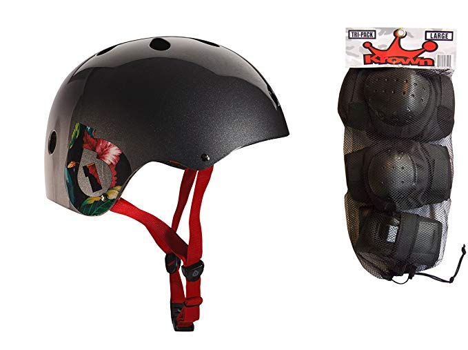 SixSixOne 661 Dirt Lid Plus Skate BMX Helmet CPSC Certified with Knee Elbow Wrist Pads