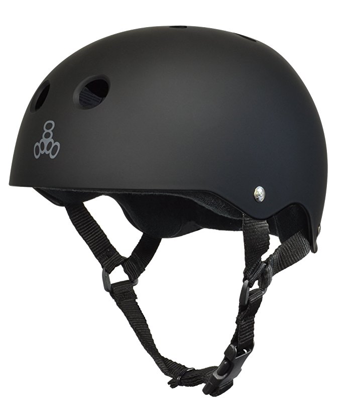 Triple 8 Skateboard Helmet, Black Rubber/Black, Medium