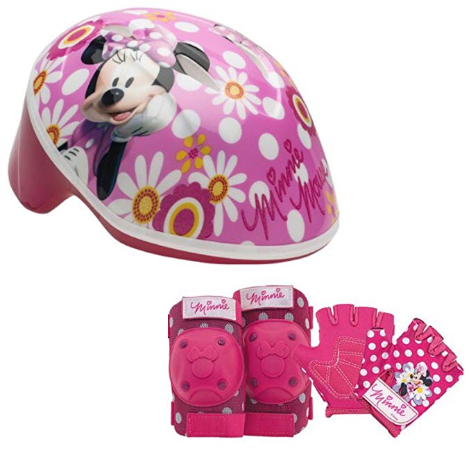 Disney Girls Minnie Mouse Toddler Skate/Bike Helmet Pads & Gloves - 7 Piece Set
