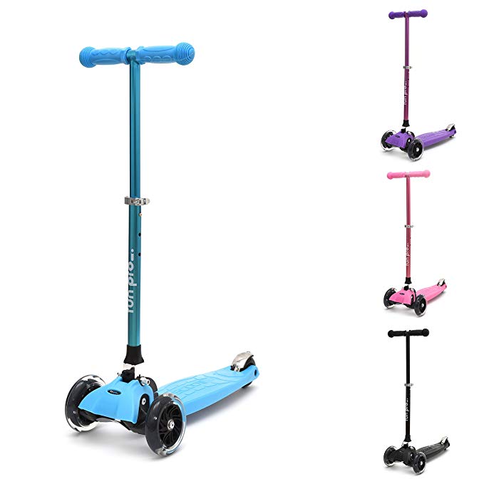 fun pro Kick Scooter Micro 3 Wheel for Kids - Mini Tilt-to-Steer Three-Wheeled Folding Design for Girls & Boys w/ Bright Light LED Wheels | Best for Children 2, 3, 4, 5, 6, and 7 Year Olds