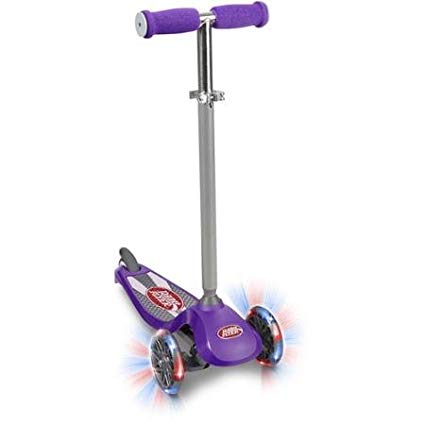 Radio Flyer Lean 'N Glide with Light-Up High-performance Urethane 3-Wheels, Fast, Smooth Ride, Heavy-duty Deck, Durable,Kids Scooter- Purple