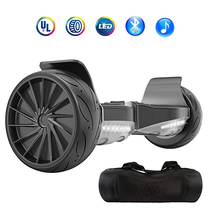 NHT All Terrain Hoverboard 8.5 Inch Wheels Off-Road Electric Smart Self Balancing Scooter with Bluetooth Speaker, LED Lights, 700W Motors - UL2272 Certified, Black-Red