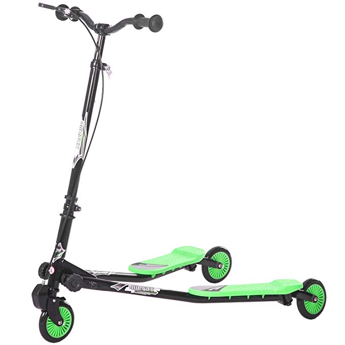 Merax 3 Wheels Foldable Swing Dragon Fitness Scooter with Height Adjustable Handlebar, Ages 8+