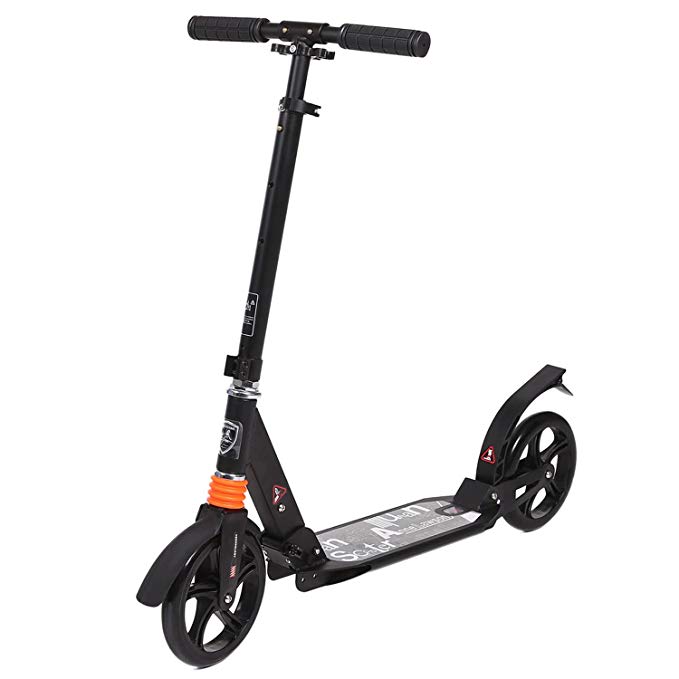Aceshin Adult Teens Adjustable Folding Aluminium Alloy Commuter Scooter with Big Wheels + Dual Suspension + Shoulder Strap (US Stock)