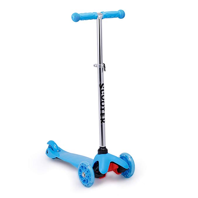 OUTAD Kick Scooters, Super-Tough Kids Stunt Scooter with Adjustable Handle Bars, PU LED Light Up Flashing Wheels